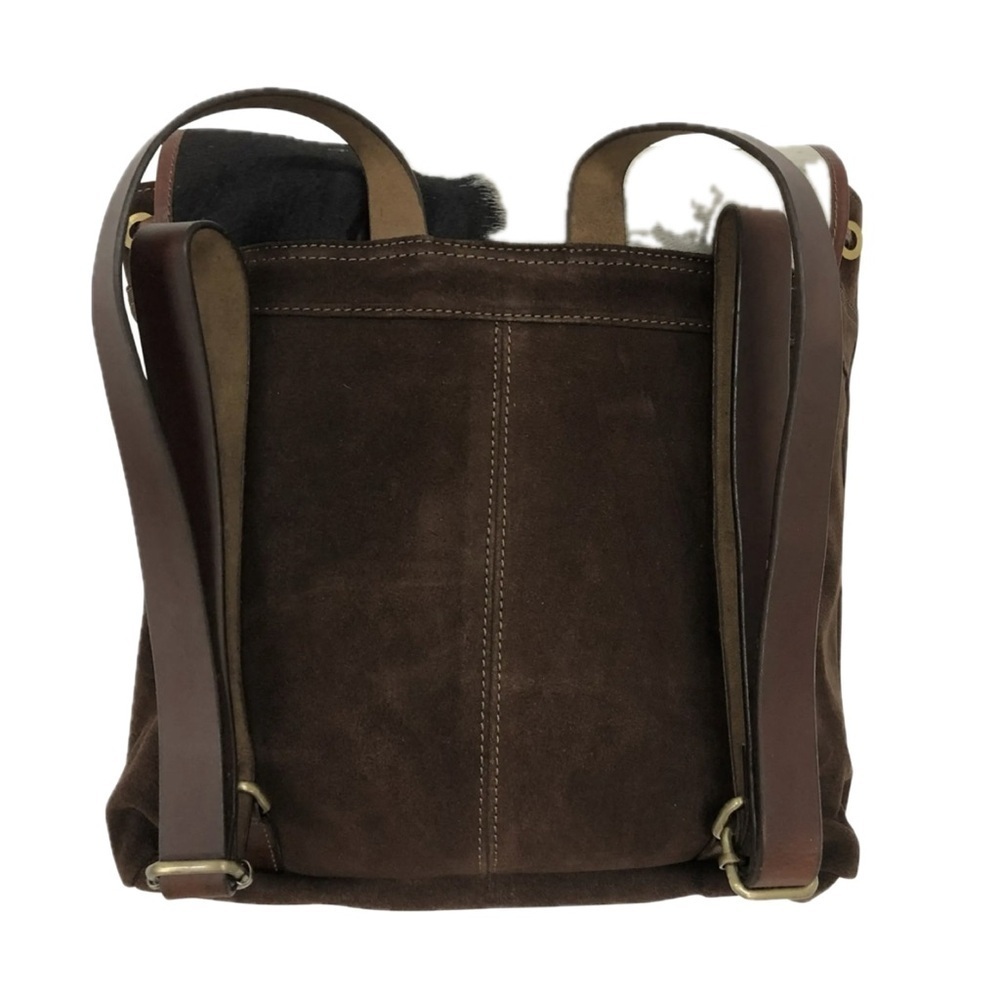 New Huntley Equestrian Suede Leather Cowhide Designer Shoulder Backpack - Picture 6 of 10